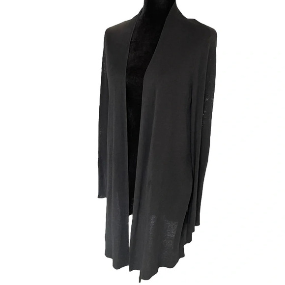 Eileen Fisher Linen Blend Open Cardigan in Black Small - Picture 6 of 8